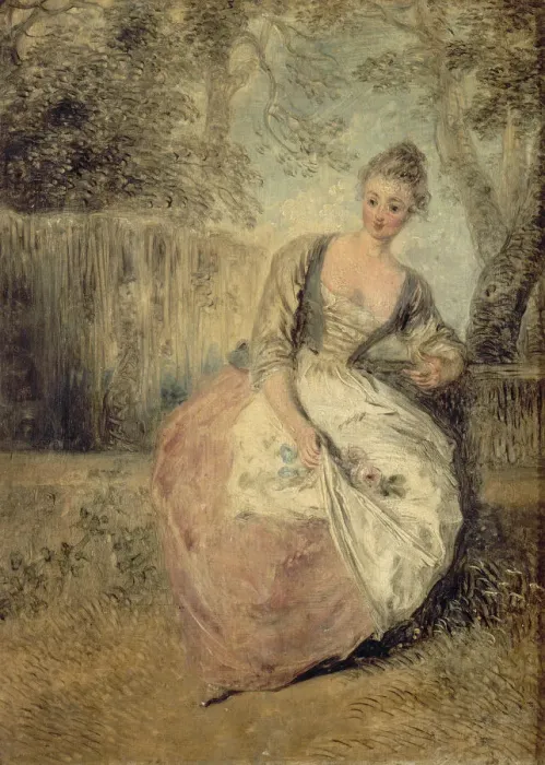 Framed Print : L?Amante inquiete, 1716-1720. Artist: Watteau, Jean Antoine (1684-1721) Framed Print : L?Amante inquiete, 1716-1720. Artist: Watteau, Jean Antoine (1684-1721)