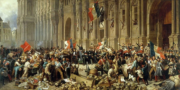Lamartine refusant le drapeau rouge devant l'Hôtel de Ville, c.1848. Creator: Felix Henri Emmanuel Philippoteaux