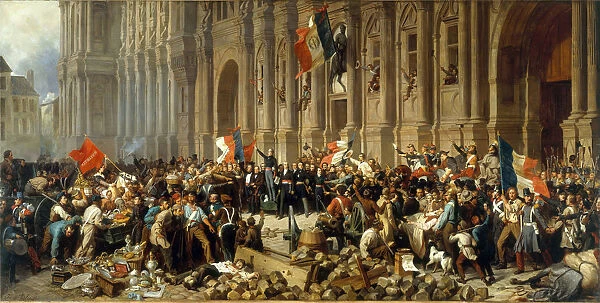 Lamartine in front of the Town Hall of Paris rejects the red flag on 25 February 1848