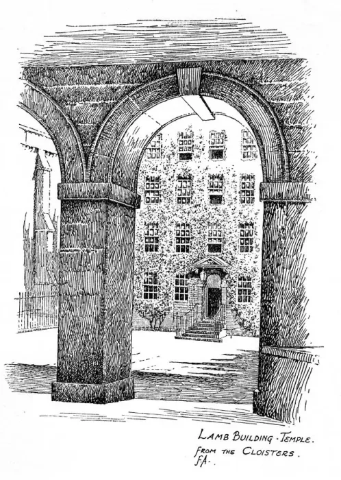 Framed Print : Lamb Building, Temple, from the cloisters, London, 1912. Artist: Frederick Adcock Framed Print : Lamb Building, Temple, from the cloisters, London, 1912. Artist: Frederick Adcock