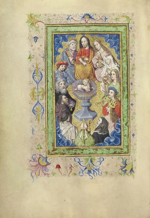Framed Print : The Lamb of God with Saints; Book of Hours, after 1460. Creator: Unknown Framed Print : The Lamb of God with Saints; Book of Hours, after 1460. Creator: Unknown