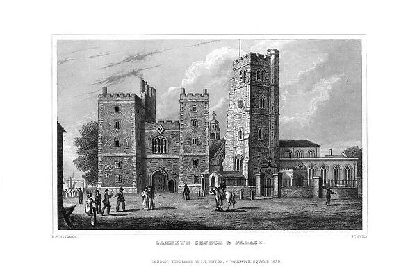 Lambeth Church and Palace, London, 1829. Artist: W Syms