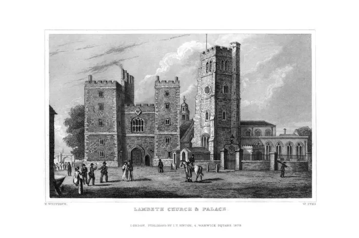 Framed Print : Lambeth Church and Palace, London, 1829. Artist: W Syms Framed Print : Lambeth Church and Palace, London, 1829. Artist: W Syms