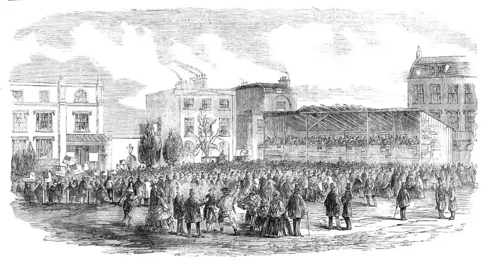 Framed Print : The Lambeth Election: the Hustings at Kennington, 1857. Creator: Unknown Framed Print : The Lambeth Election: the Hustings at Kennington, 1857. Creator: Unknown