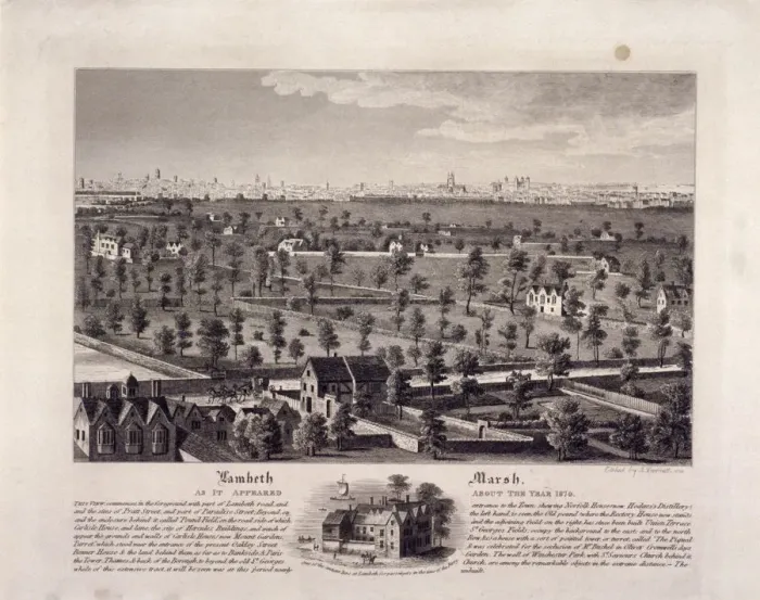 Framed Print : Lambeth Marsh, Lambeth, London, 1820. Artist: I Barnett Framed Print : Lambeth Marsh, Lambeth, London, 1820. Artist: I Barnett