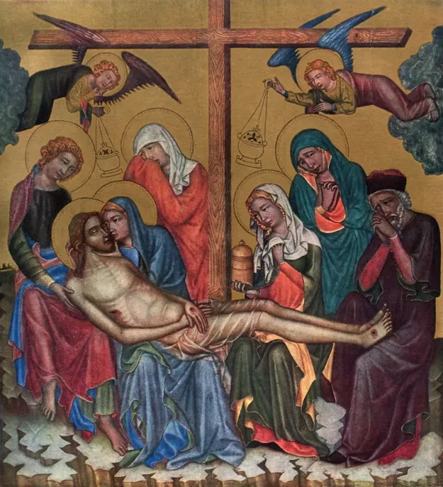 Framed Print : Lament for Christ, c1350 (1955). Artist: Master of the Vyssi Brod Altar Framed Print : Lament for Christ, c1350 (1955). Artist: Master of the Vyssi Brod Altar