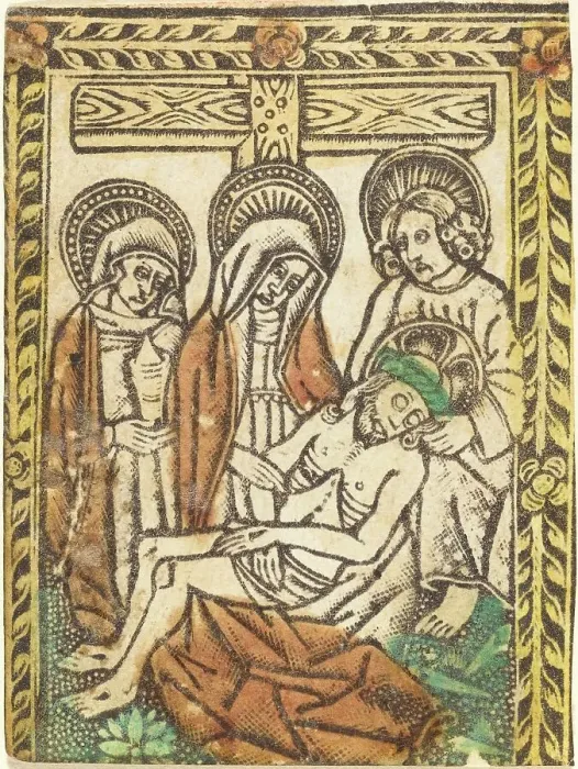 Framed Print : The Lamentation, 1460 / 1480. Creator: Master of the Borders with the Four Fathers of the Church Framed Print : The Lamentation, 1460 / 1480. Creator: Master of the Borders with the Four Fathers of the Church