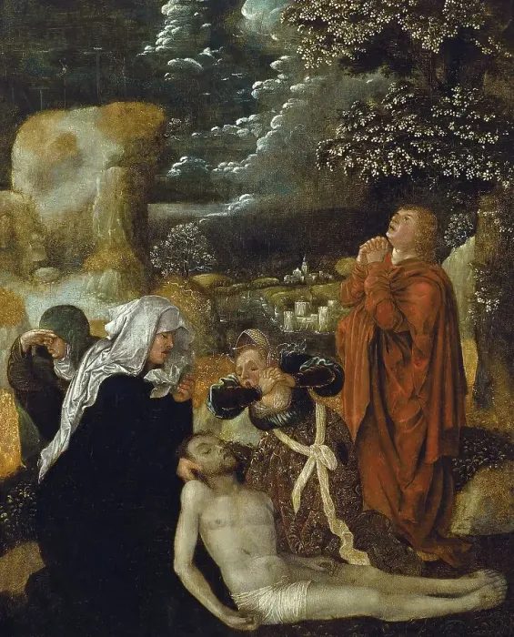 Framed Print : The Lamentation, 1510. Creator: Ulrich Apt the Elder Framed Print : The Lamentation, 1510. Creator: Ulrich Apt the Elder