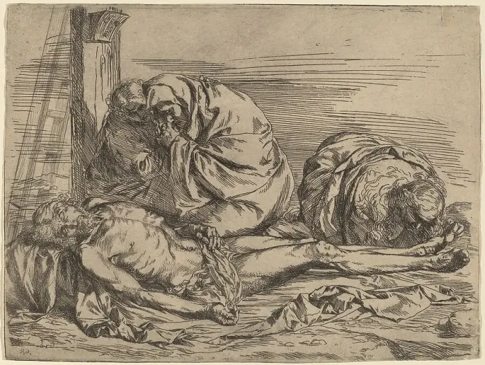Framed Print : The Lamentation, before 1624. Creator: Ribera, Jusepe de, Follower of Framed Print : The Lamentation, before 1624. Creator: Ribera, Jusepe de, Follower of