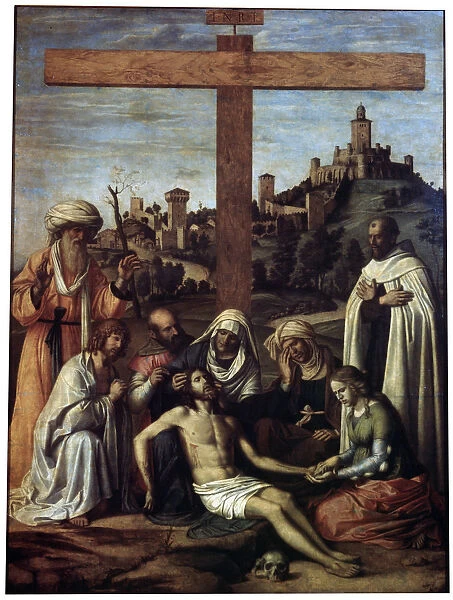 The Lamentation over Christ with a Carmelite Monk, c1510. Artist: Giovanni Battista Cima da Conegliano