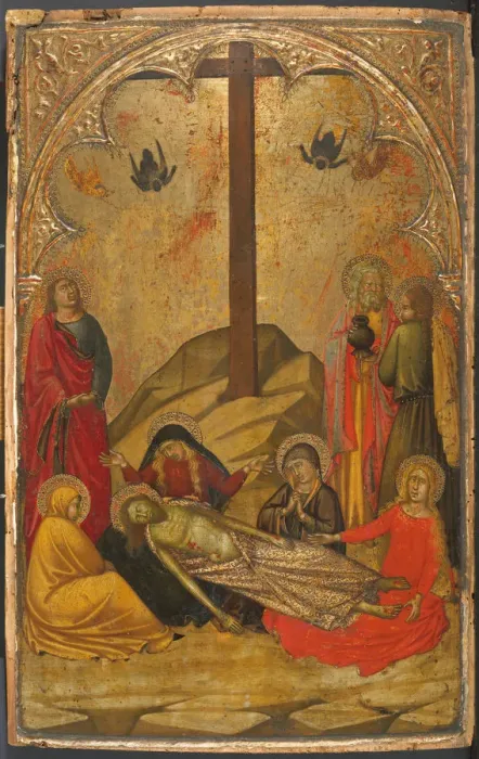 Framed Print : The Lamentation over the Dead Christ, 1370-88. Creator: Workshop of Niccolo di Buonaccorso Framed Print : The Lamentation over the Dead Christ, 1370-88. Creator: Workshop of Niccolo di Buonaccorso