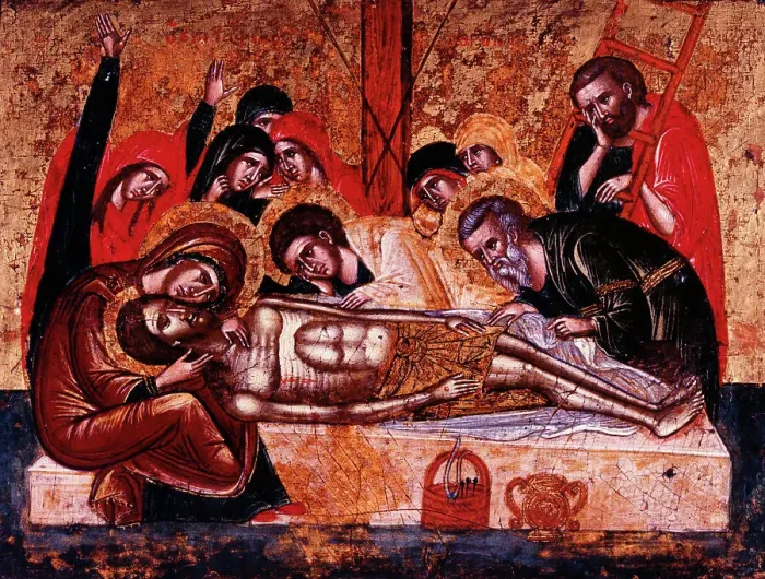 Framed Print : Lamentation over the dead Christ, between 1600 and 1625. Creator: Cretan School Framed Print : Lamentation over the dead Christ, between 1600 and 1625. Creator: Cretan School