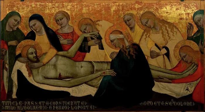 Framed Print : The Lamentation over the Dead Christ, First Half of 14th cen.. Creator: Niccolo di Tommaso (active 1339-1376) Framed Print : The Lamentation over the Dead Christ, First Half of 14th cen.. Creator: Niccolo di Tommaso (active 1339-1376)