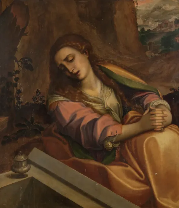 Framed Print : Lamentation over the Dead Christ. The Magdalen at the Tomb of Christ. Creator: Unknown Framed Print : Lamentation over the Dead Christ. The Magdalen at the Tomb of Christ. Creator: Unknown