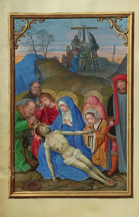 Framed Print : The Lamentation; Prayer Book of Cardinal Albrecht of Brandenburg, about 1525-1530. Creator: Simon Bening Framed Print : The Lamentation; Prayer Book of Cardinal Albrecht of Brandenburg, about 1525-1530. Creator: Simon Bening