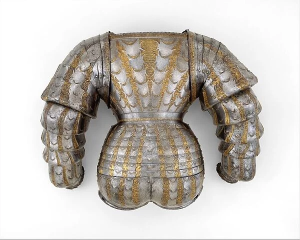 Top Lames of Vambraces (Arm Defenses) from a Costume armour, German, Augsburg, ca. 1525