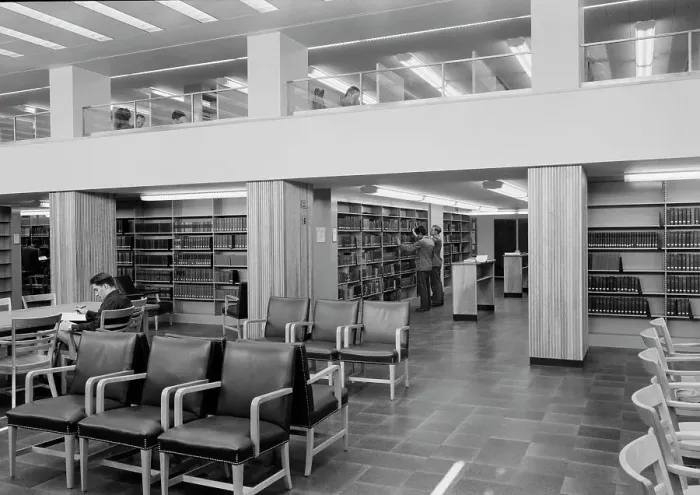 Framed Print : Lamont Library, Harvard University, Cambridge, Massachusetts, 1949. Creator: Gottscho-Schleisner, Inc Framed Print : Lamont Library, Harvard University, Cambridge, Massachusetts, 1949. Creator: Gottscho-Schleisner, Inc