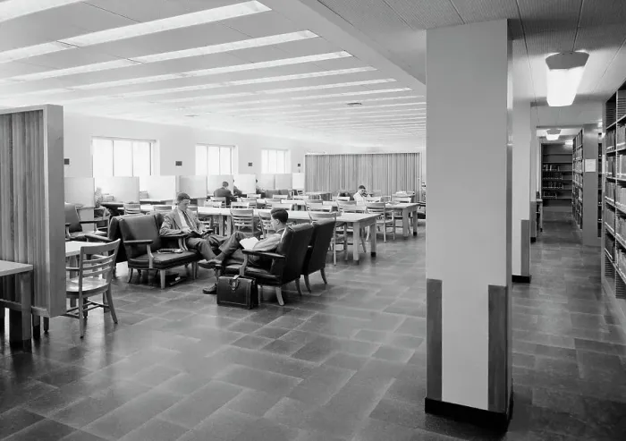 Framed Print : Lamont Library, Harvard University, Cambridge, Massachusetts, 1949. Creator: Gottscho-Schleisner, Inc Framed Print : Lamont Library, Harvard University, Cambridge, Massachusetts, 1949. Creator: Gottscho-Schleisner, Inc