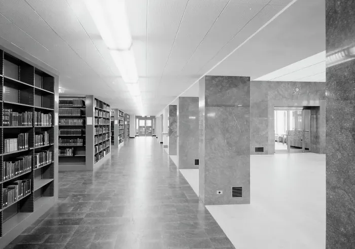 Framed Print : Lamont Library, Harvard University, Cambridge, Massachusetts, 1949. Creator: Gottscho-Schleisner, Inc Framed Print : Lamont Library, Harvard University, Cambridge, Massachusetts, 1949. Creator: Gottscho-Schleisner, Inc