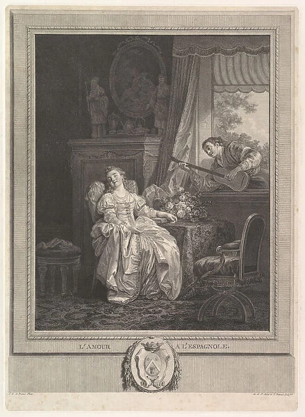L'Amour a L'Espagnole, ca. 1780. Creators: Augustin de Saint-Aubin, Noel Pruneau