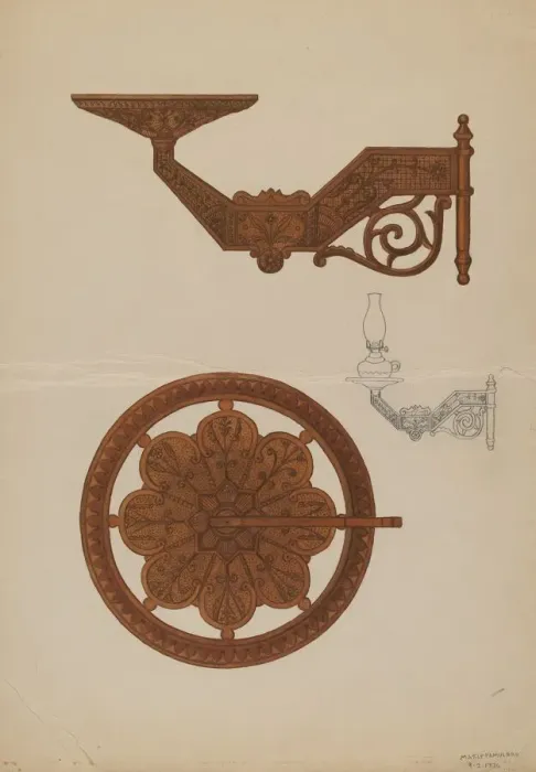 Framed Print : Lamp Bracket, 1936. Creator: Marie Famularo Framed Print : Lamp Bracket, 1936. Creator: Marie Famularo