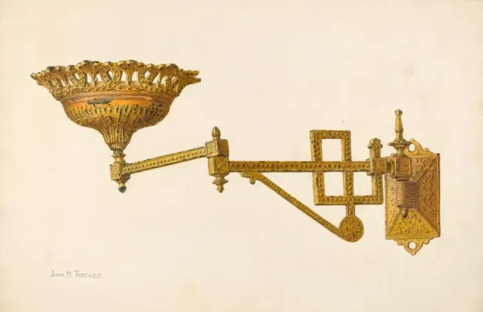 Framed Print : Lamp Bracket, c. 1942. Creator: John H. Tercuzzi Framed Print : Lamp Bracket, c. 1942. Creator: John H. Tercuzzi