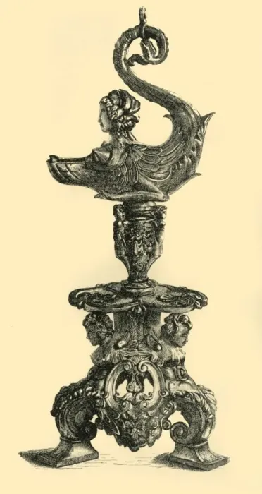 Framed Print : Lamp in the form of Sphinx-like Sea Creature, c1510-1530, (1881). Creator: W. W. McCarty Framed Print : Lamp in the form of Sphinx-like Sea Creature, c1510-1530, (1881). Creator: W. W. McCarty
