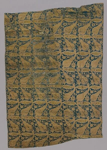 Lampas with compressed undulating vines, early 1600s. Creator: Unknown