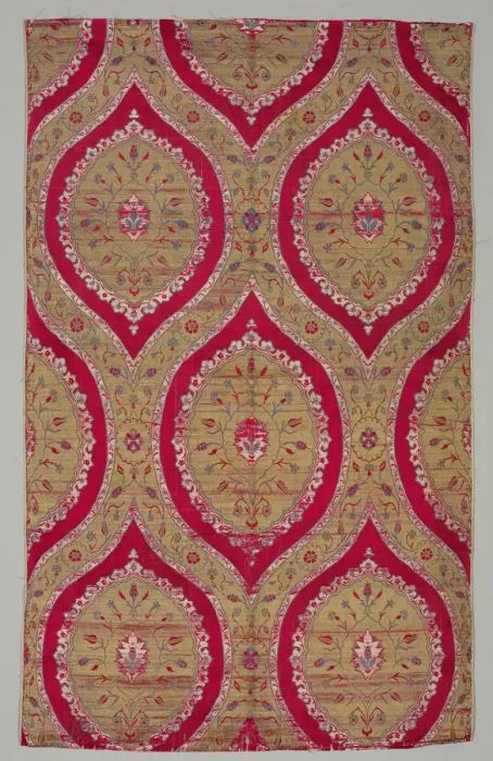 Framed Print : Lampas with floral medallions in ogival lattice, 1550-1575. Creator: Unknown Framed Print : Lampas with floral medallions in ogival lattice, 1550-1575. Creator: Unknown