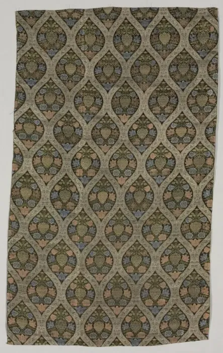 Framed Print : Lampas fragment with blossoms in ogival lattice, 1600s. Creator: Unknown Framed Print : Lampas fragment with blossoms in ogival lattice, 1600s. Creator: Unknown