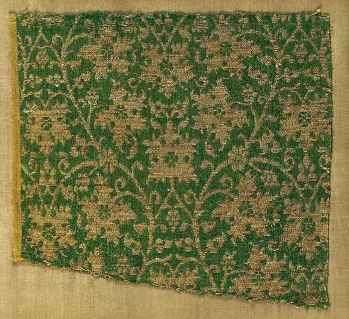 Framed Print : Lampas with scrolling vines and grape leaves, 1300s. Creator: Unknown Framed Print : Lampas with scrolling vines and grape leaves, 1300s. Creator: Unknown