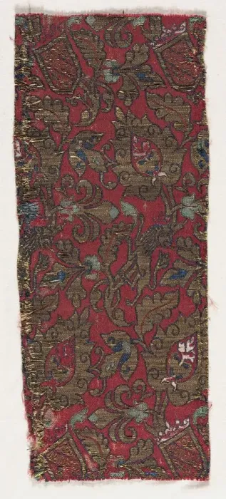 Framed Print : Lampas with undulating vines and lions, late 1400s - early 1500s. Creator: Unknown Framed Print : Lampas with undulating vines and lions, late 1400s - early 1500s. Creator: Unknown
