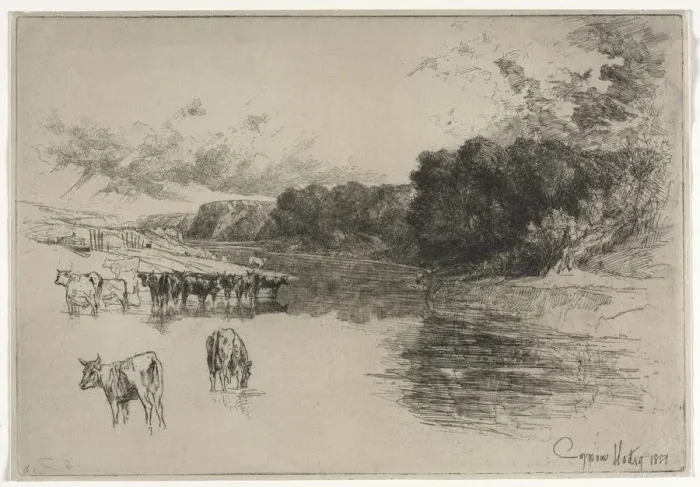 Framed Print : A Lancashire River, 1881. Creator: Francis Seymour Haden (British, 1818-1910) Framed Print : A Lancashire River, 1881. Creator: Francis Seymour Haden (British, 1818-1910)