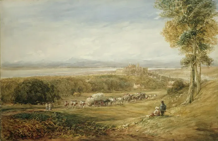 Framed Print : Lancaster: Peace and War, 1842. Creator: David Cox the elder Framed Print : Lancaster: Peace and War, 1842. Creator: David Cox the elder