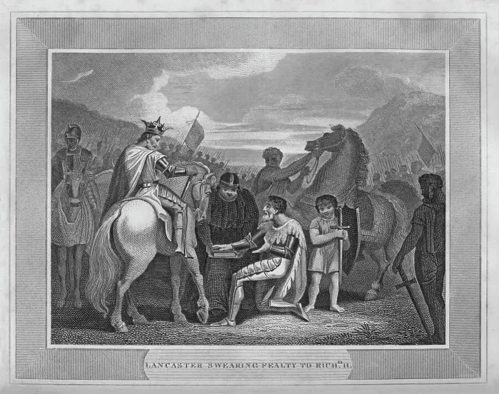 Framed Print : Lancaster Swearing Fealty to Richard II, 1838 Framed Print : Lancaster Swearing Fealty to Richard II, 1838
