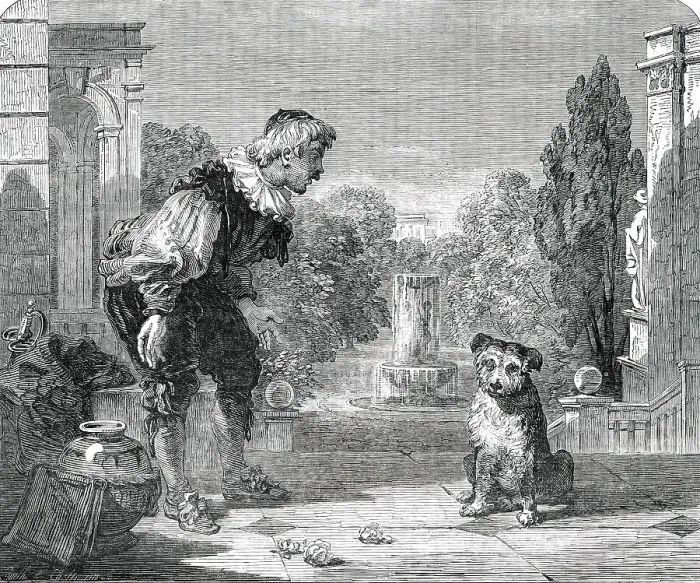 Framed Print : Lance Reproving his Dog - left unfinished by the late Sir A. W. Calcott... 1850. Creator: Unknown Framed Print : Lance Reproving his Dog - left unfinished by the late Sir A. W. Calcott... 1850. Creator: Unknown
