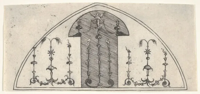 Framed Print : Lancet-shaped panel of grotesque decoration, 1541. Creator: Enea Vico Framed Print : Lancet-shaped panel of grotesque decoration, 1541. Creator: Enea Vico