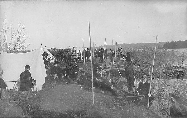 A Land-Management Expedition Camp on the Mrassu River, Near River Rapids, 1913. Creator: GI Ivanov