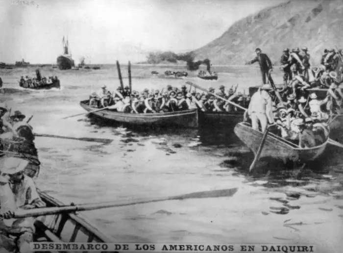 Framed Print : Landing of the Americans in Dalquiri, (1898), 1920s