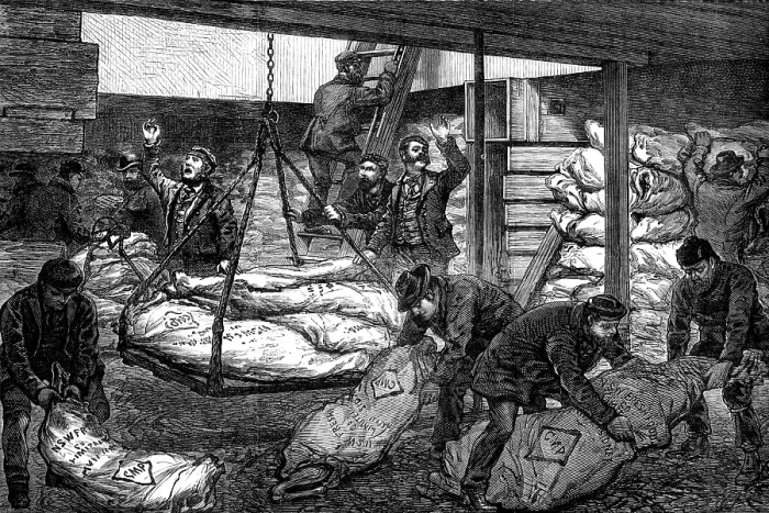 Framed Print : Landing Australian frozen meat from Sydney in the South West India Dock, Millwall, 1881. Creator: Unknown Framed Print : Landing Australian frozen meat from Sydney in the South West India Dock, Millwall, 1881. Creator: Unknown
