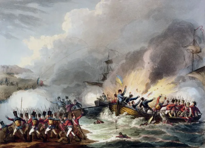 Framed Print : Landing of the British Troops in Egypt, March 1801, 1815. Artist: Thomas Sutherland Framed Print : Landing of the British Troops in Egypt, March 1801, 1815. Artist: Thomas Sutherland