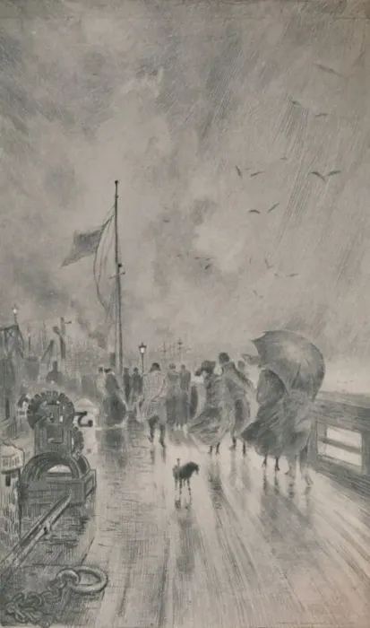 Framed Print : Landing in England, 1879, (1946). Artist: Felix Hilaire Buhot Framed Print : Landing in England, 1879, (1946). Artist: Felix Hilaire Buhot