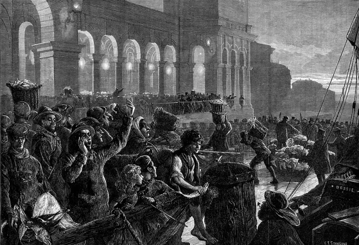 Framed Print : Landing fish at Billingsgate Market, 1881. Creator: Charles Joseph Staniland Framed Print : Landing fish at Billingsgate Market, 1881. Creator: Charles Joseph Staniland