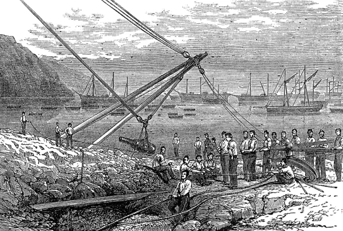 Framed Print : Landing guns at Munden's Cove, 1874. Creator: Unknown. Landing guns at Munden's Cove, 1874. Creator: Unknown Framed Print : Landing guns at Munden's Cove, 1874. Creator: Unknown. Landing guns at Munden's Cove, 1874. Creator: Unknown
