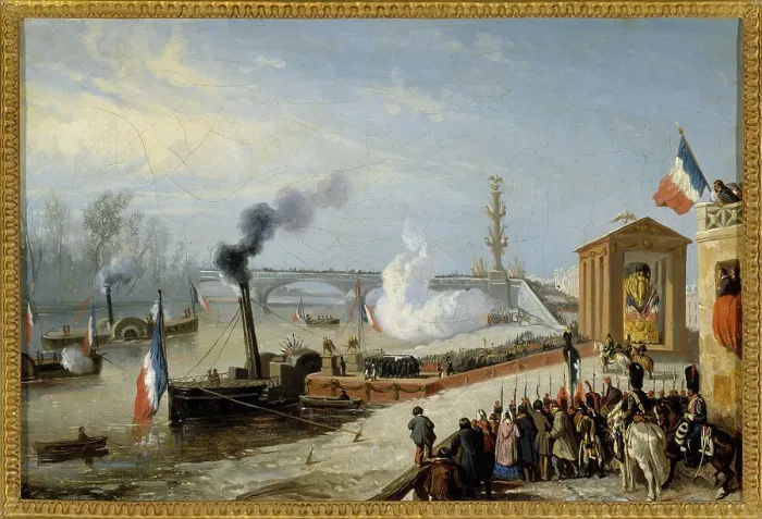 Framed Print : Landing of Napoleon I ashes in Courbevoie, December 15, 1840. Creator: Unknown