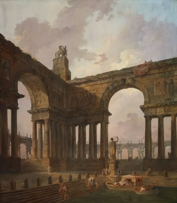 Framed Print : The Landing Place, 1787 / 88. Creator: Hubert Robert Framed Print : The Landing Place, 1787 / 88. Creator: Hubert Robert