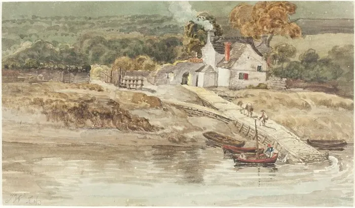 Framed Print : Landing Place near Tintern Abbey, probably c. 1802. Creator: James Ward Framed Print : Landing Place near Tintern Abbey, probably c. 1802. Creator: James Ward