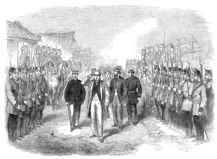 Framed Print : Landing of Sir Rutherford Alcock, K.C.B. at Yokohama, Japan, 1864. Creator: Unknown Framed Print : Landing of Sir Rutherford Alcock, K.C.B. at Yokohama, Japan, 1864. Creator: Unknown