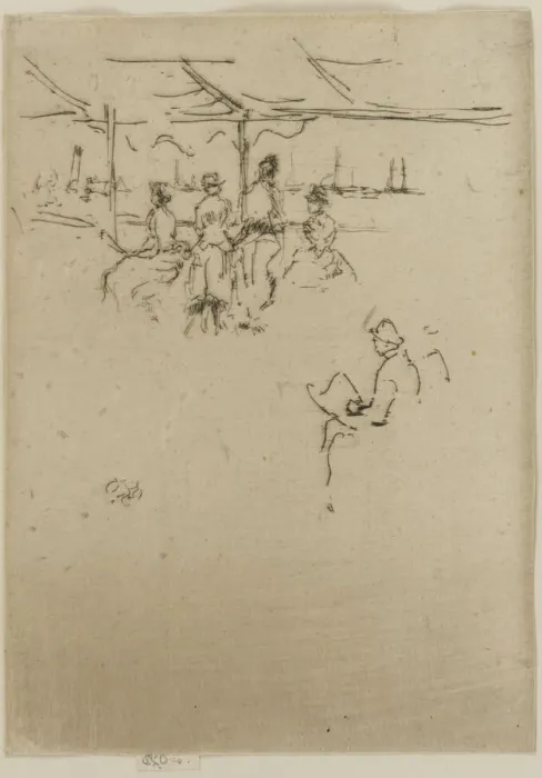 Framed Print : The Landing Stage, Cows, 1887. Creator: James Abbott McNeill Whistler Framed Print : The Landing Stage, Cows, 1887. Creator: James Abbott McNeill Whistler