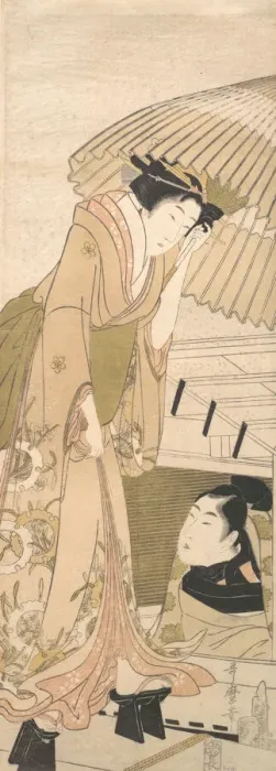 Framed Print : Landing-stage in the Snow (Yuki no sanbashi), 1800. Creator: Kitagawa Utamaro Framed Print : Landing-stage in the Snow (Yuki no sanbashi), 1800. Creator: Kitagawa Utamaro